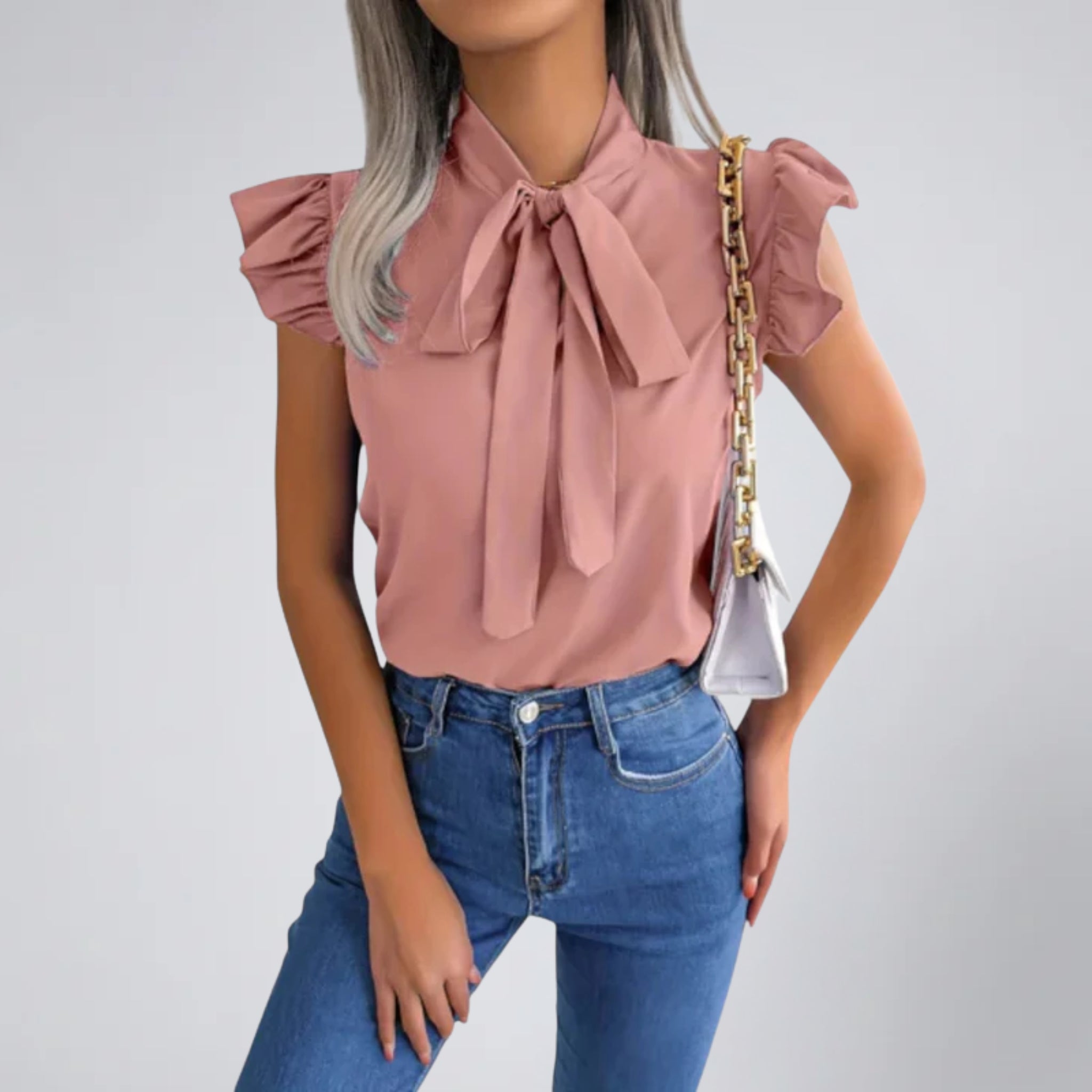 Olamil - Women’s Flutter Sleeve Bow Blouse