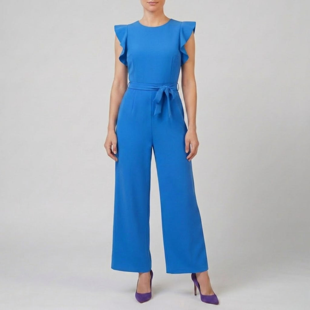 Women’s Round Neck Wide-Leg Flutter Sleeve Jumpsuit | Olamil