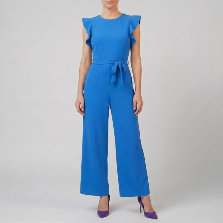 Women’s Round Neck Wide-Leg Flutter Sleeve Jumpsuit | Olamil