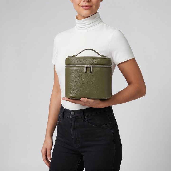 Women’s Leather Vanity Case - Structured Wash Bag | Olamil