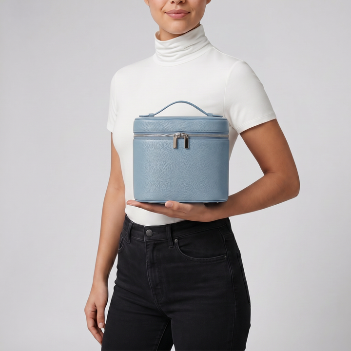 Women’s Leather Vanity Case - Structured Wash Bag | Olamil
