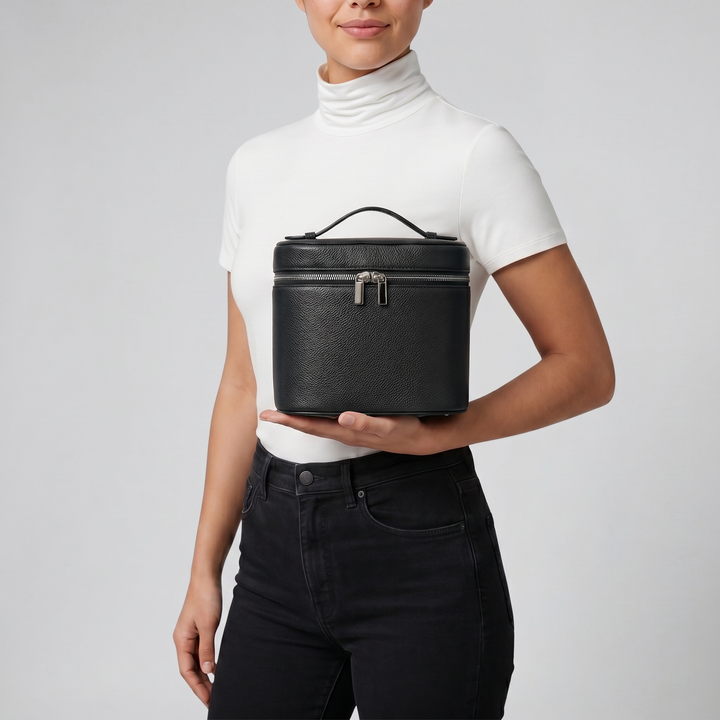 Women’s Leather Vanity Case - Structured Wash Bag | Olamil