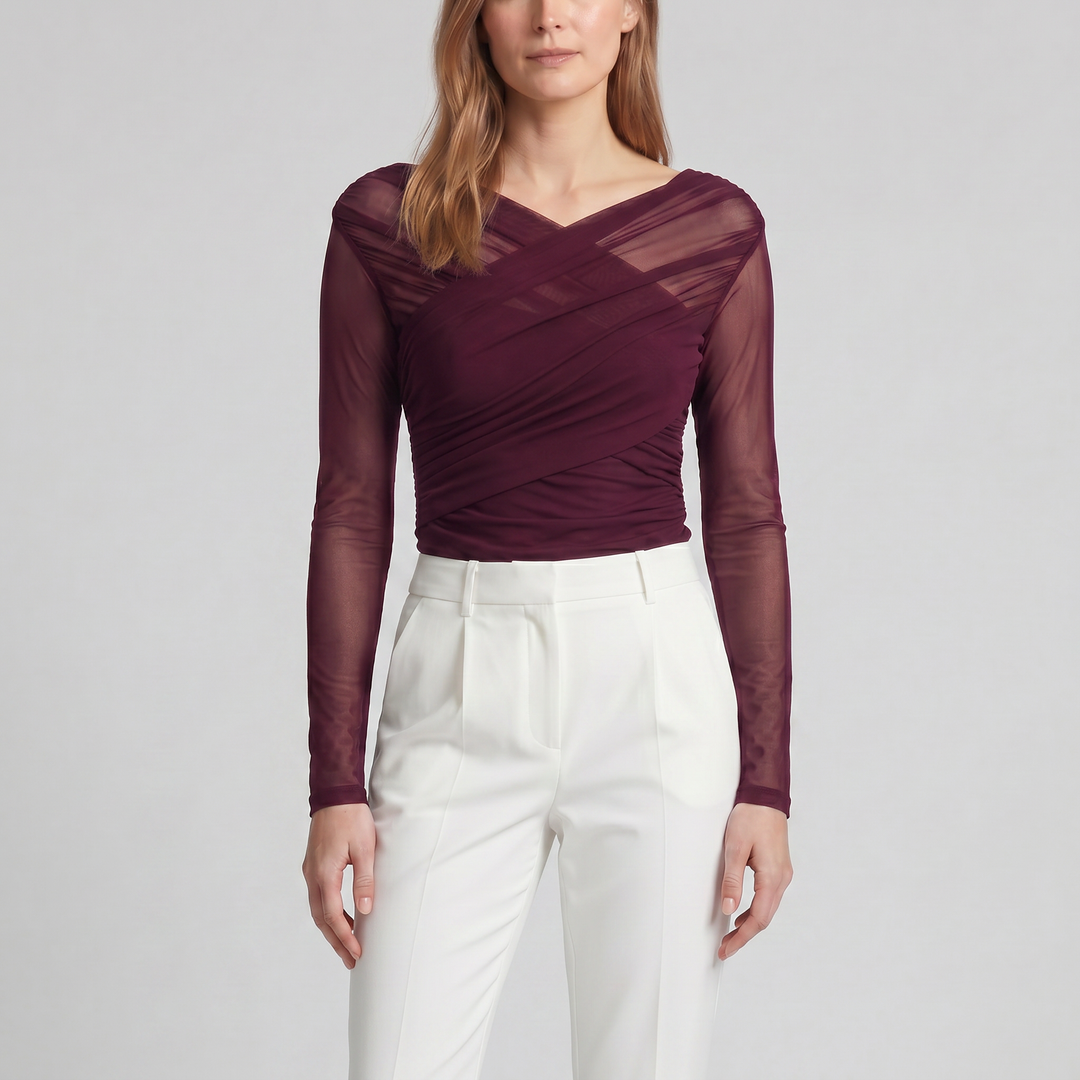 Women's Long-Sleeve Mesh Body Top | Olamil