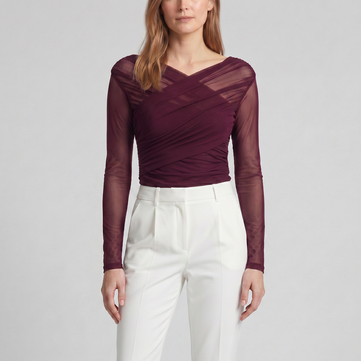 Women's Long-Sleeve Mesh Body Top | Olamil