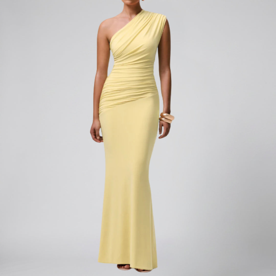 Women’s Asymmetrical Ruched Maxi Dress | Olamil