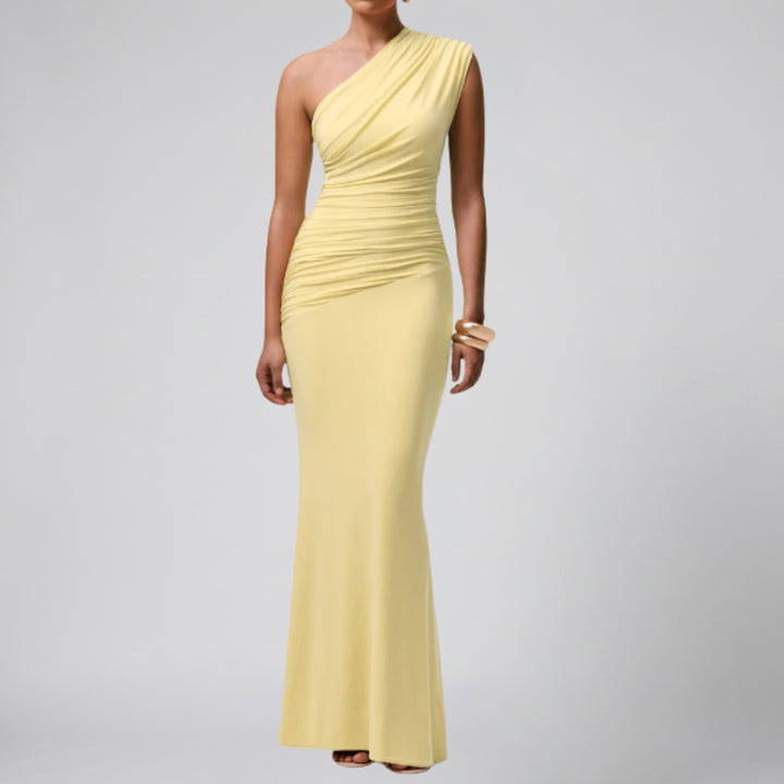 Women’s Asymmetrical Ruched Maxi Dress | Olamil