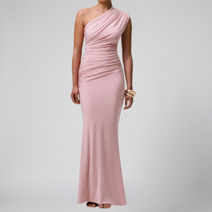 Women’s Asymmetrical Ruched Maxi Dress | Olamil