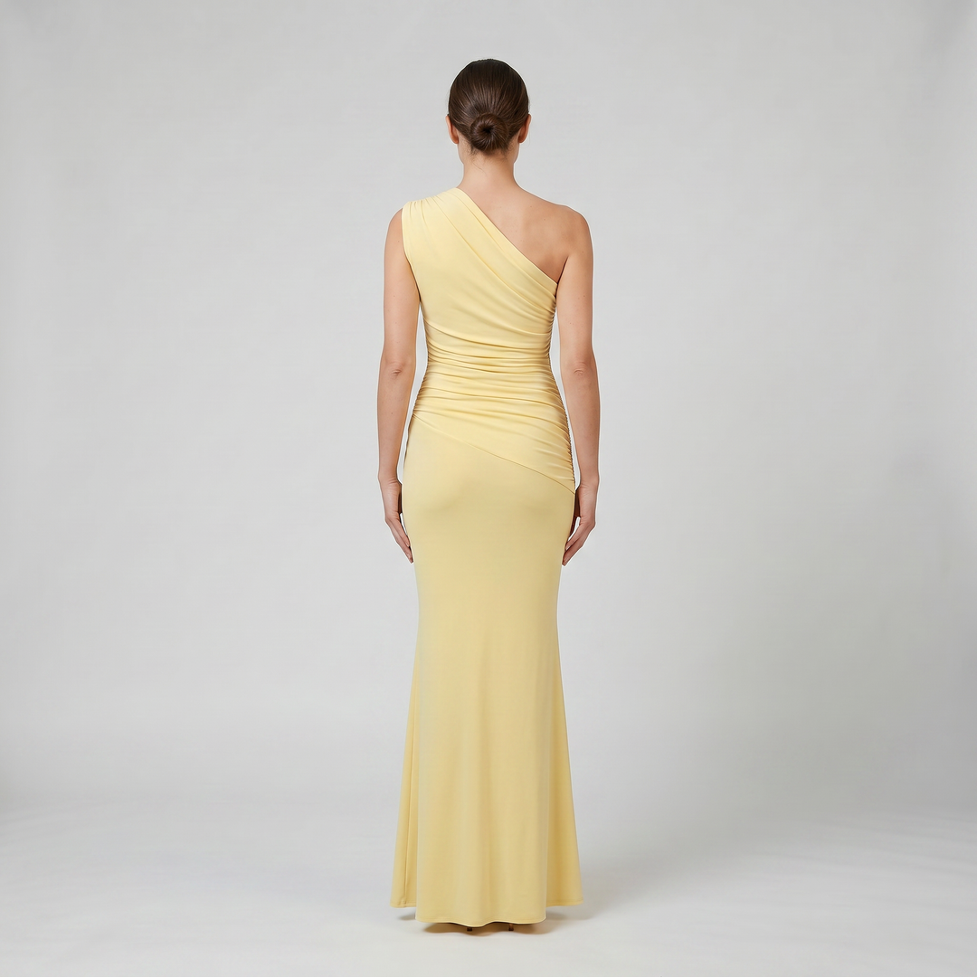 Women’s Asymmetrical Ruched Maxi Dress | Olamil