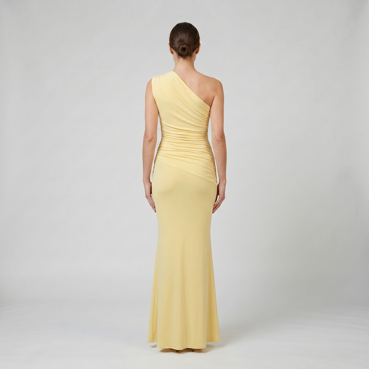 Women’s Asymmetrical Ruched Maxi Dress | Olamil