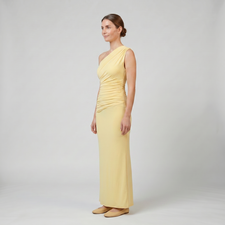 Women’s Asymmetrical Ruched Maxi Dress | Olamil