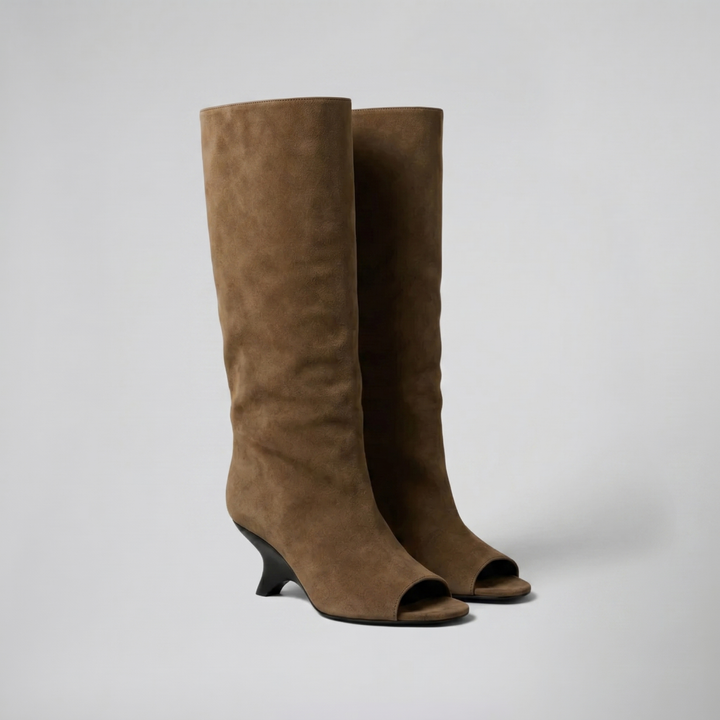 Women's Ankle Boots – Peep-Toe Suede