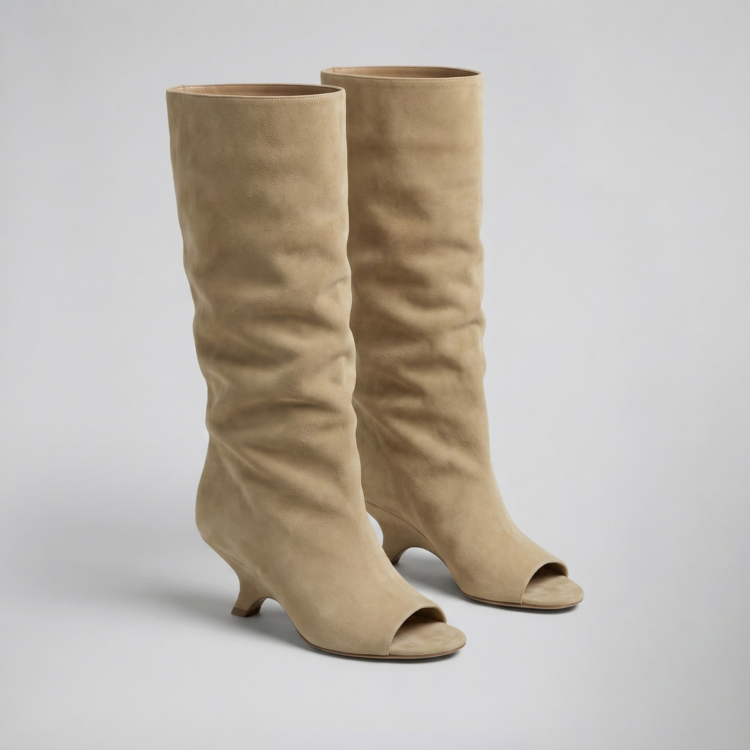 Women's Ankle Boots – Peep-Toe Suede