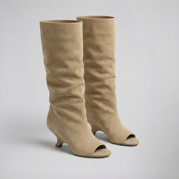 Women's Ankle Boots – Peep-Toe Suede