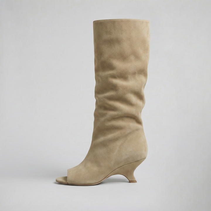 Women's Ankle Boots – Peep-Toe Suede