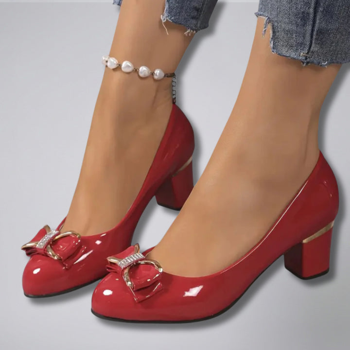 Women’s Patent Heels Bow Detail Pumps | Olamil