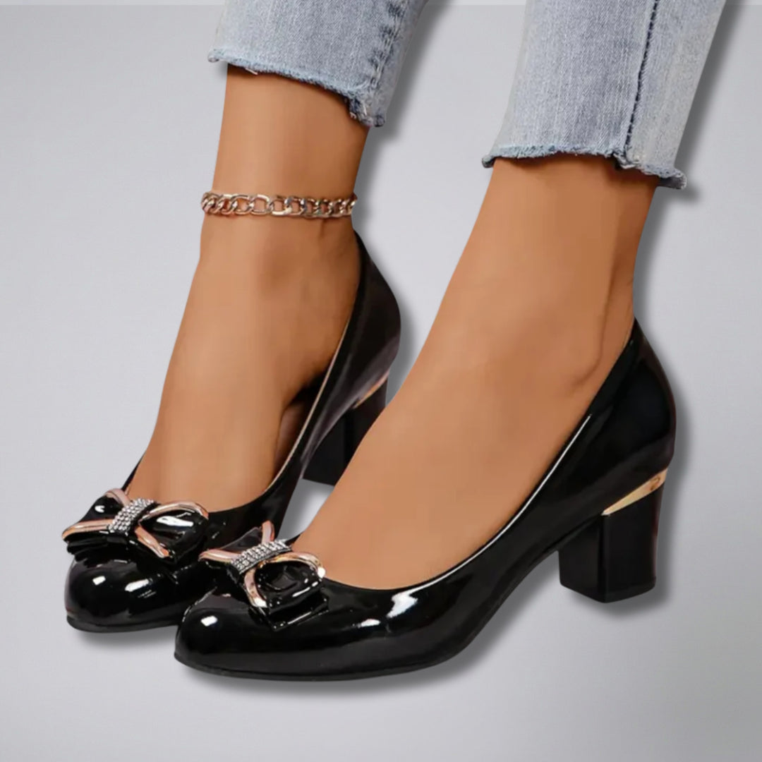 Women’s Patent Heels Bow Detail Pumps | Olamil