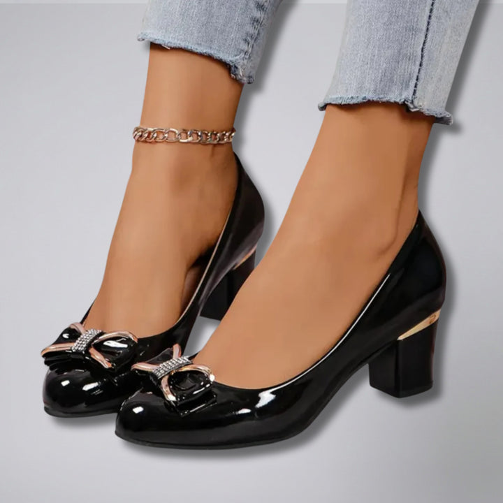 Women’s Patent Heels Bow Detail Pumps | Olamil