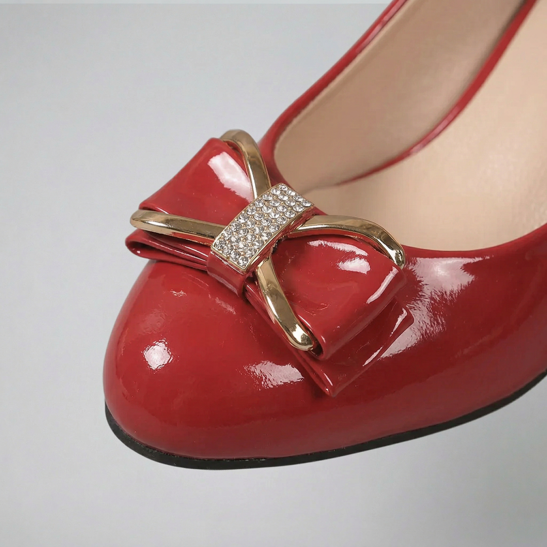 Women’s Patent Heels Bow Detail Pumps | Olamil