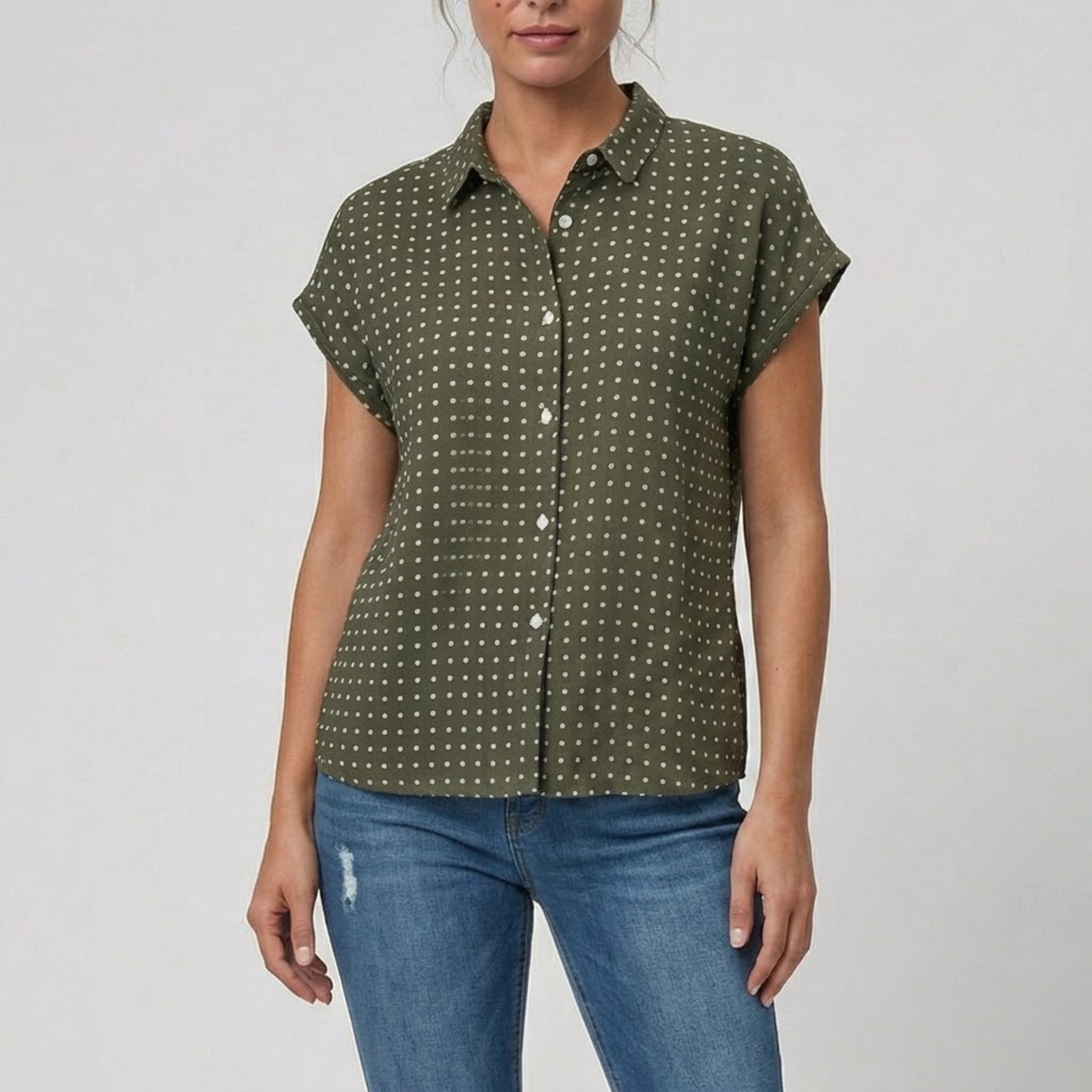 Women’s Short Sleeve Polka Dot Blouse | Olamil