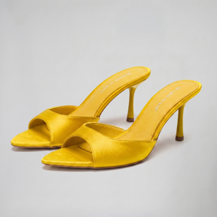 Women's Mules – Satin Peep-Toe
