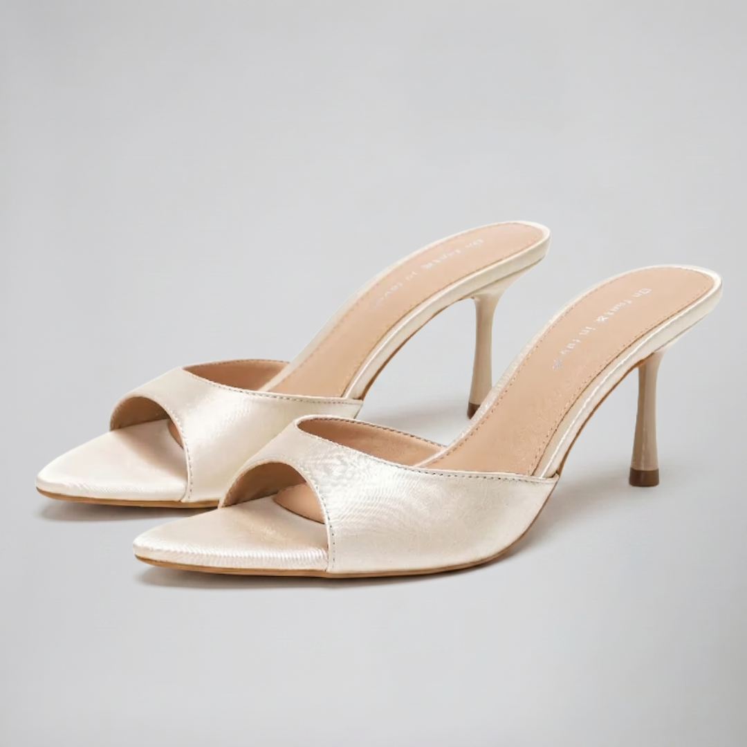Women's Mules – Satin Peep-Toe