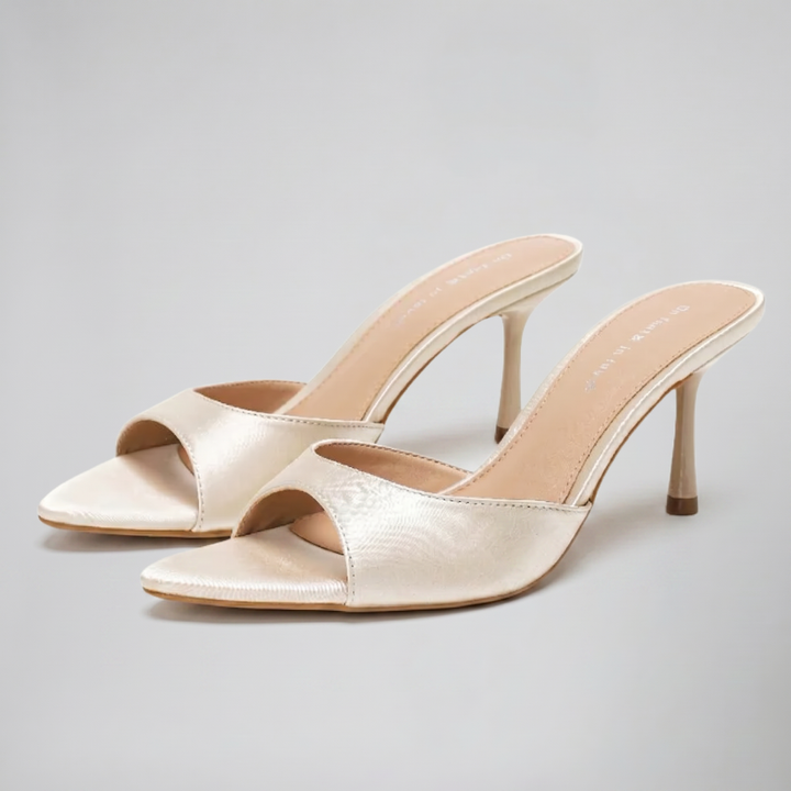 Women's Mules – Satin Peep-Toe