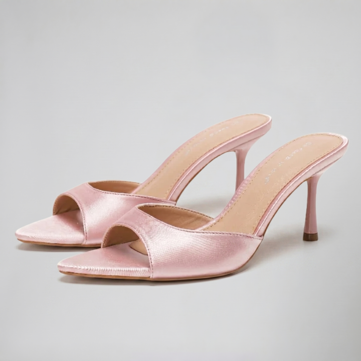 Women's Mules – Satin Peep-Toe