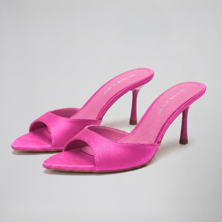 Women's Mules, Satin Peep-Toe