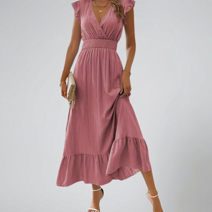 Women’s Short Flutter Sleeve Long Dress | Olamil