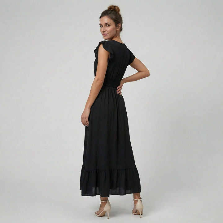 Women’s Short Flutter Sleeve Long Dress | Olamil