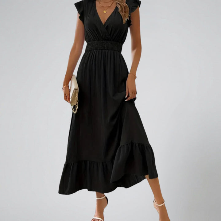 Women’s Short Flutter Sleeve Long Dress | Olamil