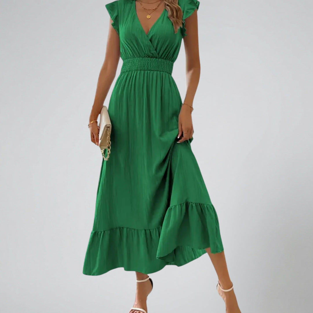 Women’s Short Flutter Sleeve Long Dress | Olamil