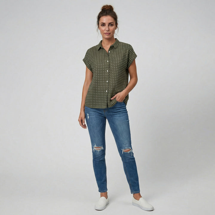 Women’s Short Sleeve Polka Dot Blouse | Olamil