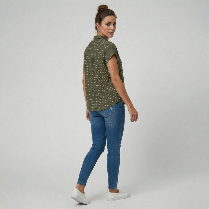 Women’s Short Sleeve Polka Dot Blouse | Olamil