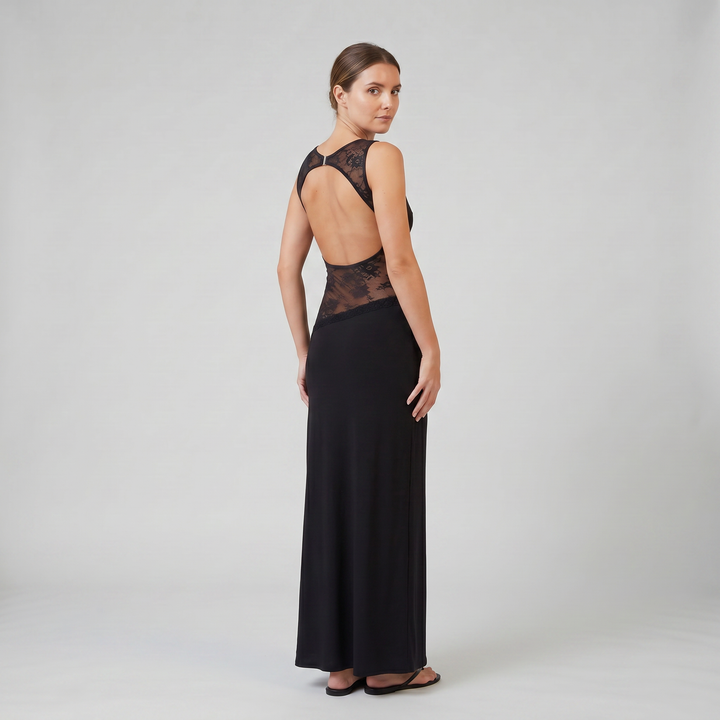 Women’s Sleeveless Lace-Insert Maxi Dress | Olamil
