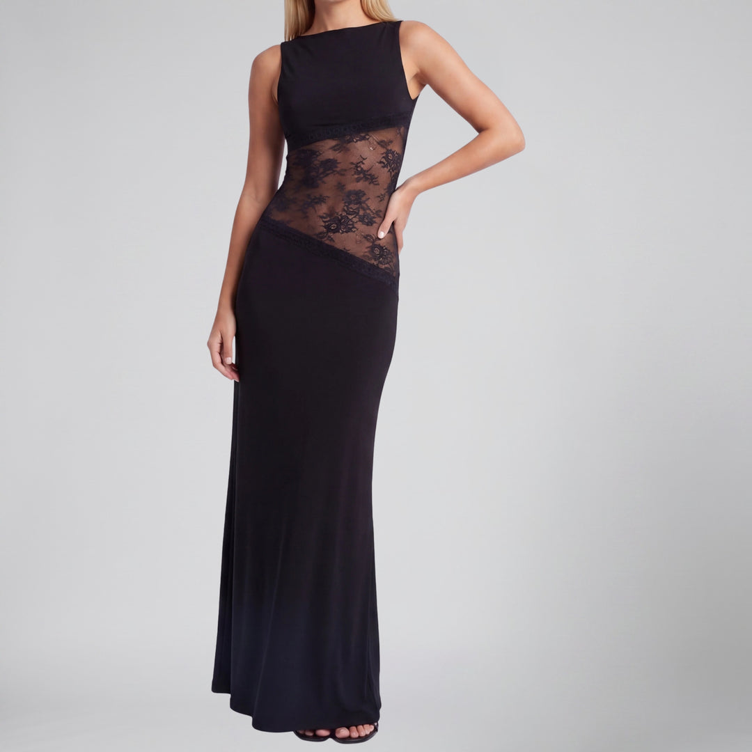 Women’s Sleeveless Lace-Insert Maxi Dress | Olamil