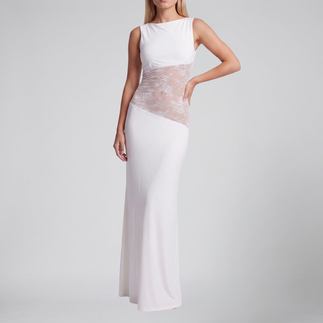 Women’s Sleeveless Lace-Insert Maxi Dress | Olamil