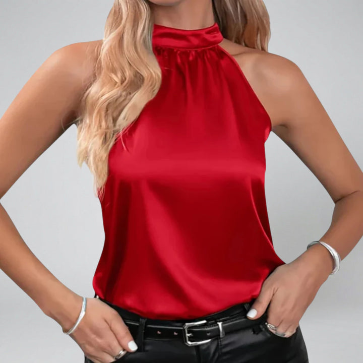Women’s Sleeveless Satin Halter Top | Olamil