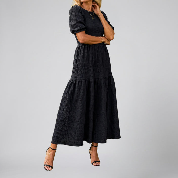 Women’s Smocked Puff Sleeve Midi Dress | Olamil