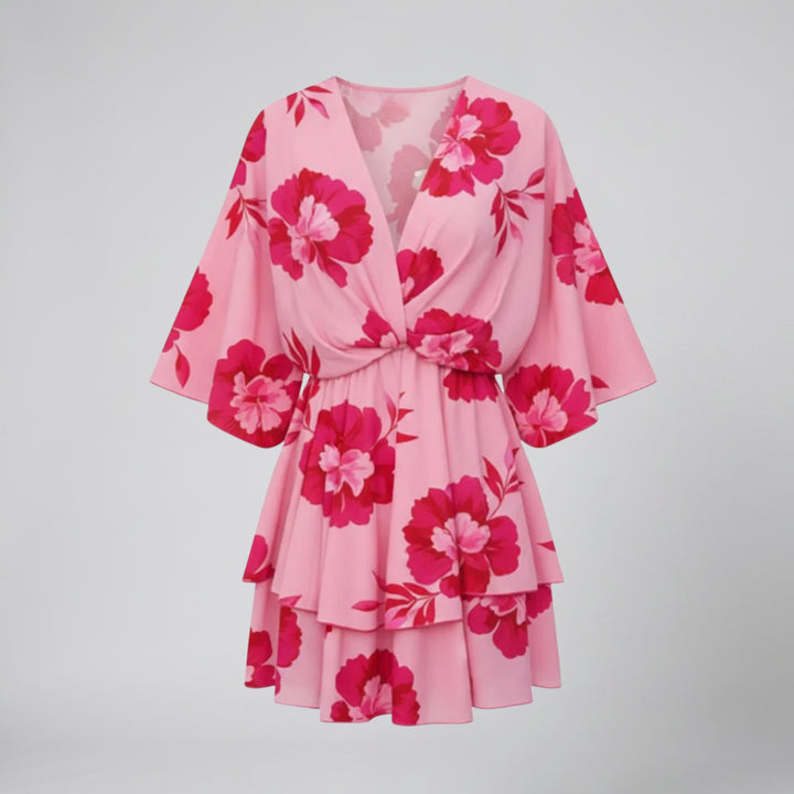 Olamil – Women’s V-Neck Floral Print Mini Dress