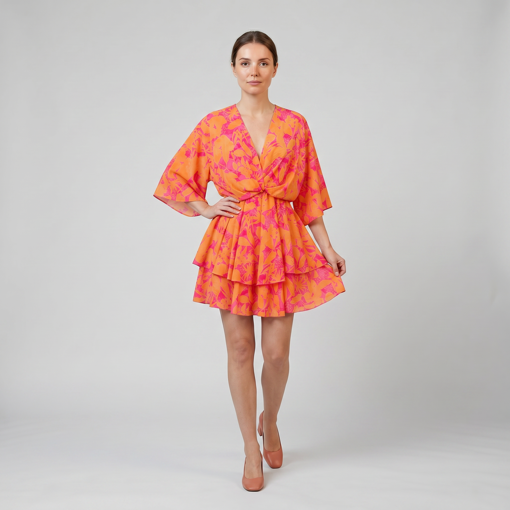 Olamil – Women’s V-Neck Floral Print Mini Dress