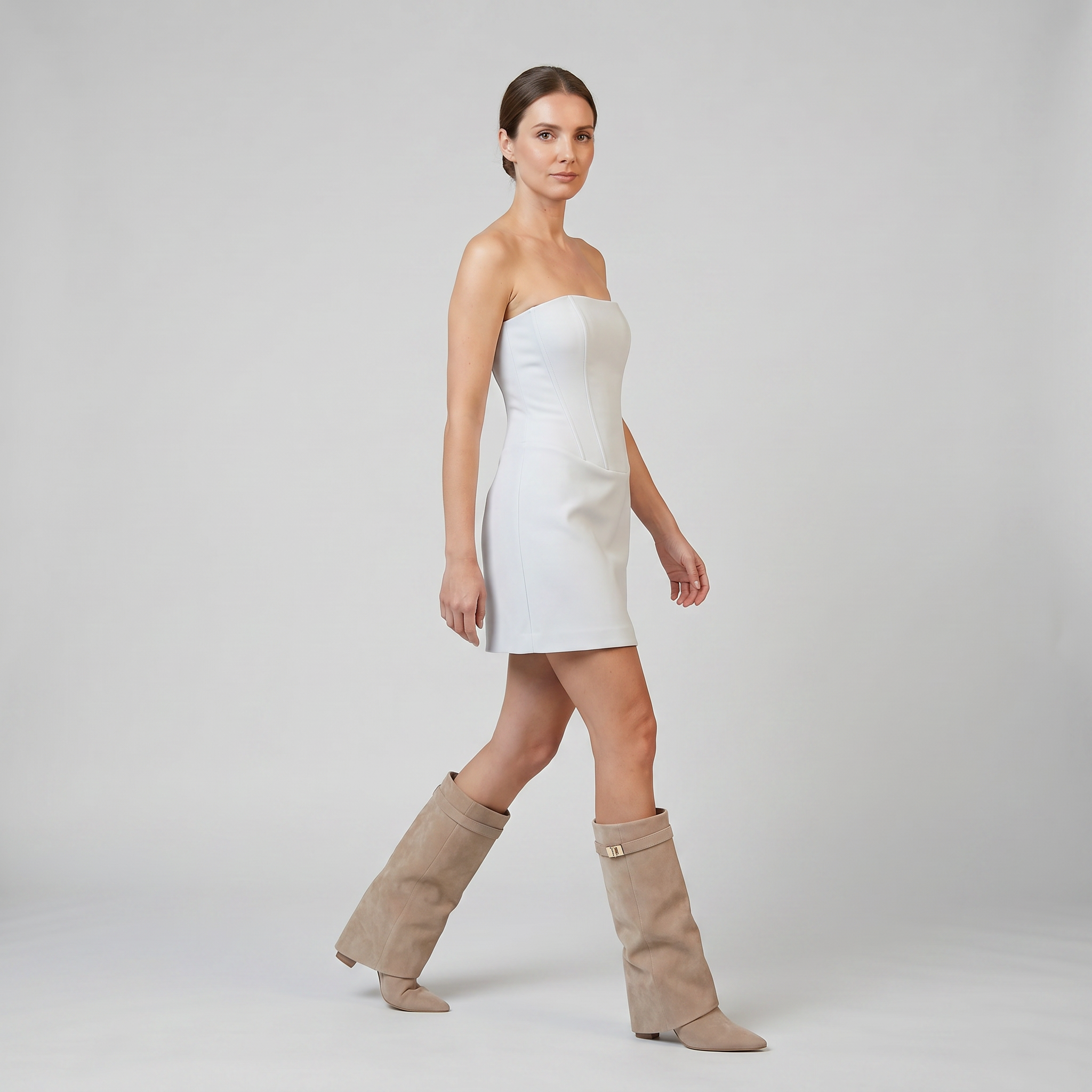 Women’s Suede Fold-Over Knee-High Boots | Olamil