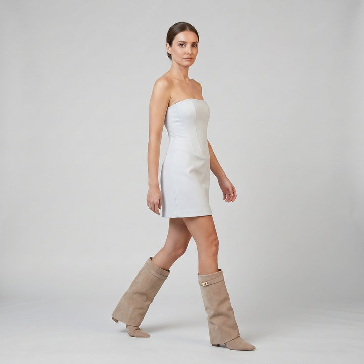 Women’s Suede Fold-Over Knee-High Boots | Olamil