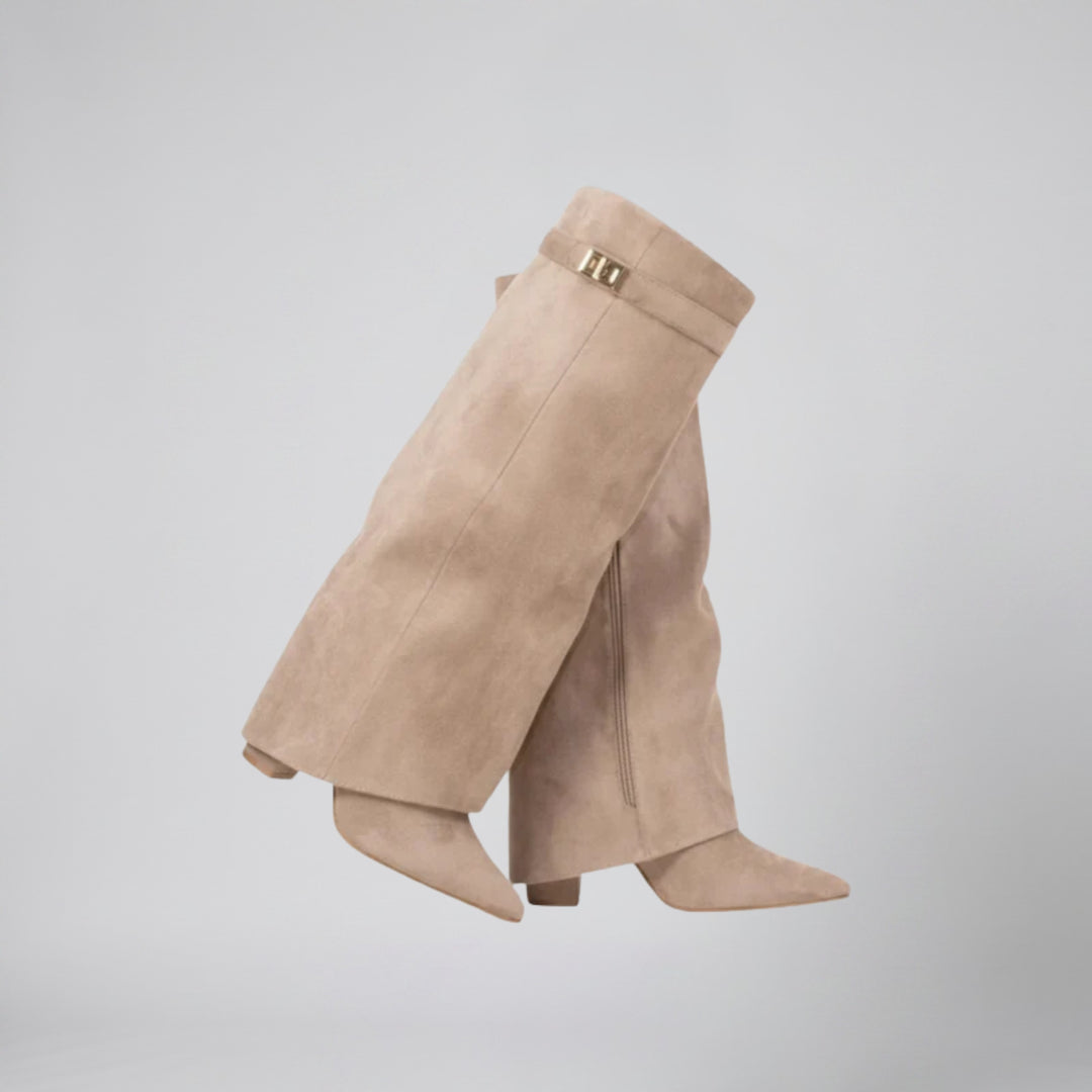 Women’s Suede Fold-Over Knee-High Boots | Olamil