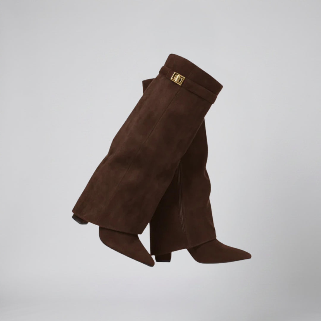 Women’s Suede Fold-Over Knee-High Boots | Olamil
