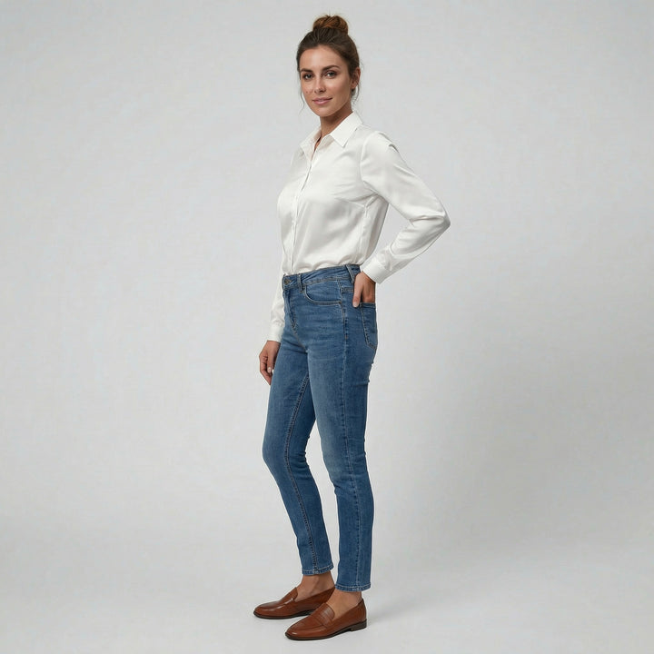 Women’s Teal Satin Blouse | Olamil