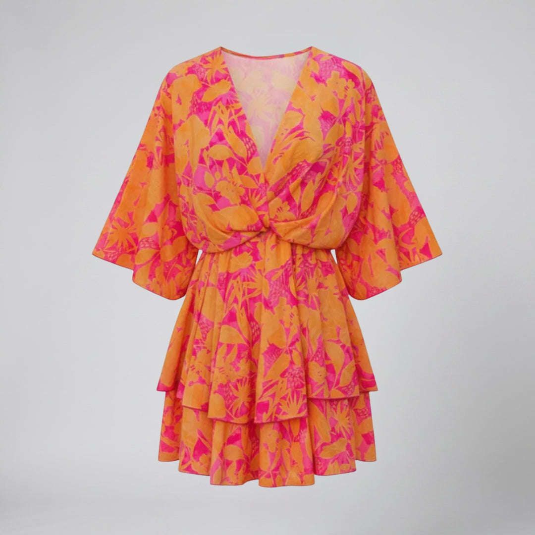 Olamil – Women’s V-Neck Floral Print Mini Dress