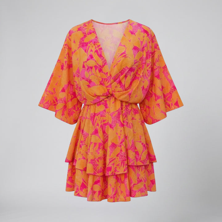 Olamil – Women’s V-Neck Floral Print Mini Dress