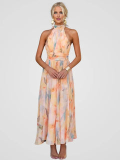 Women’s Elegant Midi Dress with Halter Neck
